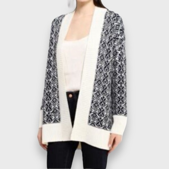 Gap Chunky Knit Open Front Oversized Cardigan Navy Cream XS\S - Picture 8 of 8